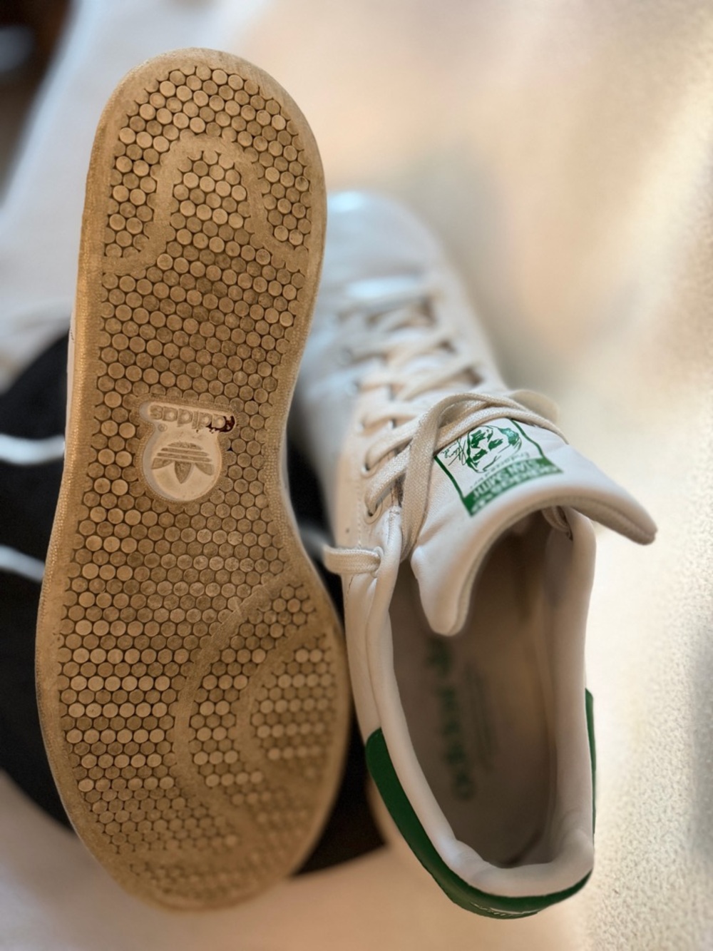 Adidas Stan Smith White and Green Low-Top Sneakers sz 13 - Picture 5 of 8